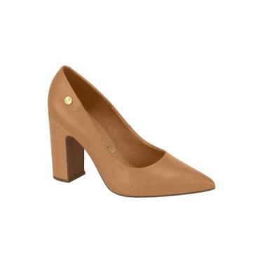 Imagem de Sapato Scarpin Vizzano Feminino Salto Alto Quadrado Grosso, 36, Camel