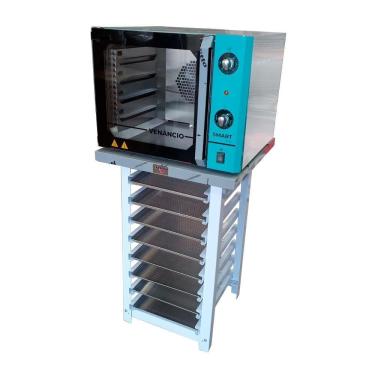 Imagem de Forno Turbo Convec. Inox E Turquesa Fcsb4e 220v + Bancada Mes-004 + 8 Assadeiras - Venâncio 220v