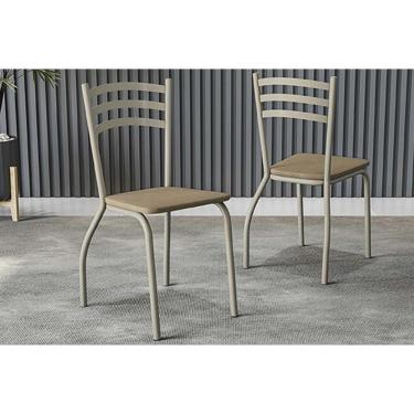 Imagem de Cadeira Sala De Jantar Portugal 2c007nk Aço Kit 2 Uni Niquel - Capuccino - Kappesberg