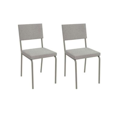 Imagem de Cadeira de Cozinha Zaria 2C128 Aço Kit 2 Uni Niquel/Boucle Cinza A056 - Kappesberg
