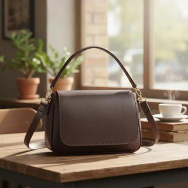 Imagem de Bolsa Feminina Em Couro Com Alça Regulável e Removível de Mão Ombro e 