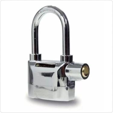 Imagem de Cadeado Alarme Anti-Furto Prateado Sirene De 110Db