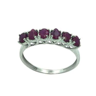 Imagem de Anel em Ouro Branco 18K com 6 Rubis Gota - Joia Exclusiva - Justino Ri