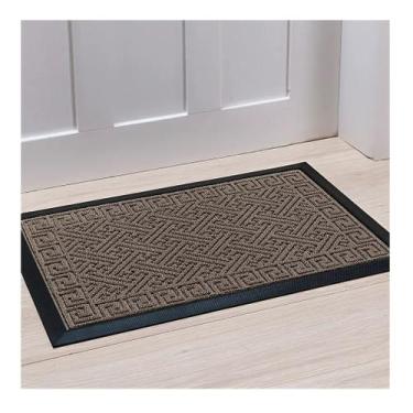 Imagem de Capacho Porta Lima 90x60 Antiderrapante Bege Emborrachado Alto Relevo 