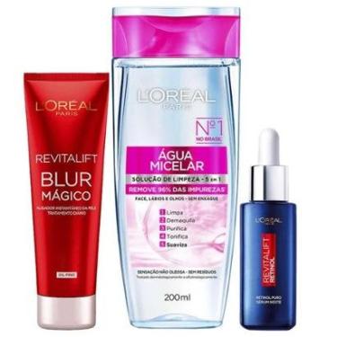 Imagem de L’Oréal Paris Kit – Água Micelar 5 em 1 200ml + Sérum Facial Antirrugas Noturno Retinol 30ml + Prime-Unissex