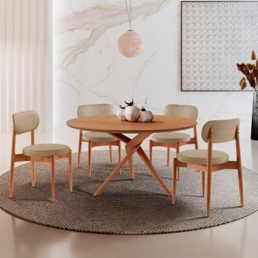 Imagem de Sala de Jantar Mesa Ballare 120cm Tampo Redondo com 4 Cadeiras Ballare Soft