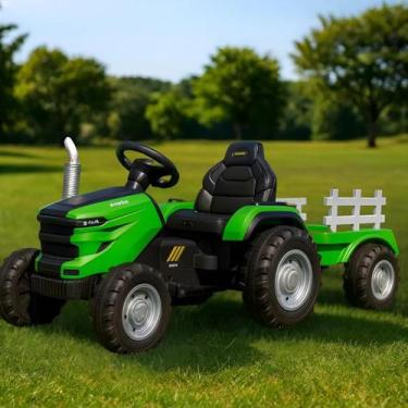 Imagem de Trator Elétrico Infantil 12v Caçamba Controle Remoto Luz e Musica - Br