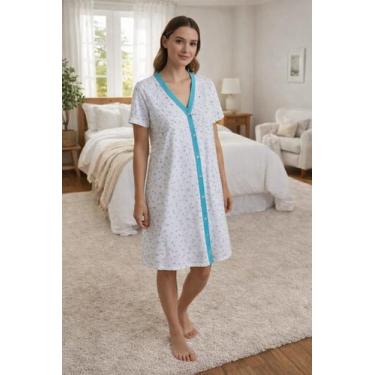 Imagem de Camisola de Malha Aberta na Frente Vestido Amamentação Cirurgia - Sem 