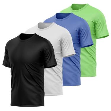 Imagem de Kit 4 Camisetas Masculina Dry Manga Curta Proteção UV Slim Fit Básica Academia Treino Fitness-Masculino