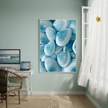Imagem de Quadro Decorativo Conchas Marinhas Azuis-70x50cm
