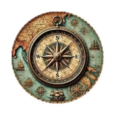 Imagem de Bússola Náutica Vintage Decorativa À Prova De Intempéries Para Casa E 