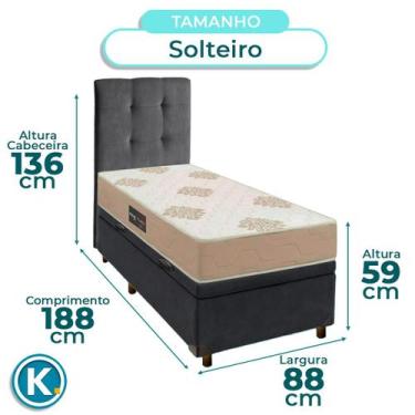 Imagem de Cama Box Bau + Cabeceira + Colchão Solteiro D33 + Travesseiro Ortobom 