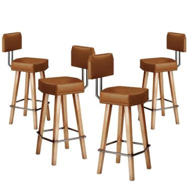 Imagem de Kit com 4 Banquetas para Balcão Bancada de Cozinha Industrial Americana Luxo (Altura de 70cm do Assento ao chão, Café)