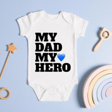 Imagem de Body Personalizado Bebê My Dad My Hero - ds, G (6 a 9 Meses)