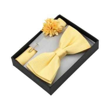 Imagem de Conjunto De Gravata Borboleta Floral Masculina Com Lenço De Bolso, Bro