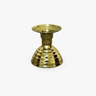 Imagem de Castiçal Porta Vela Dourado Latão Decoração Mesa Compacto - Full Econo