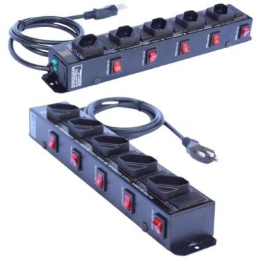 Imagem de Filtro de linha 5 tomadas com chave e fusivel individual até 10a - 220