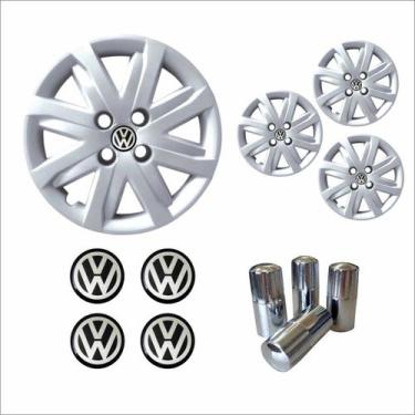 Imagem de Jogo Calota Aro 14 Gol Voyage Saveiro G5 2012 2013 + Emblema Resinado 