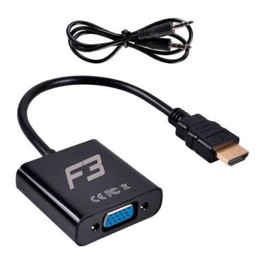 Imagem de Cabo Conversor Hdmi Macho para Vga Fêmea Com Cabo Áudio, F3 JC-AD-HM/V