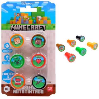 Imagem de Carimbo autotintado decorado minecraft 6 unidades - leo&leo