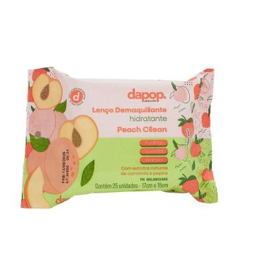 Imagem de Lenço Demaquilante Hidratante Dapop Peach Clean Com 25 Unidades