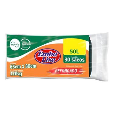 Imagem de Saco De Lixo Embalixo Preto Reforçado 50 Litros 30 Unidades