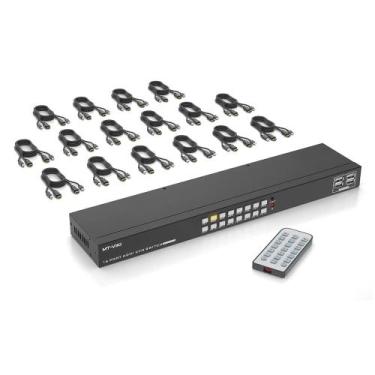 Imagem de Switch 16 Portas KVM 4K Hdmi/Usb 3480X2160 C/ Cabo Rack 19 MT-1601HK-C