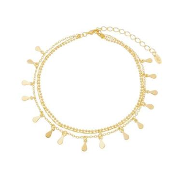 Imagem de Tornozeleira piuka 3 correntes antonella mini gotas folheada a ouro 18