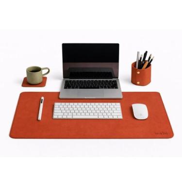 Imagem de Kit Mousepad Deskpad Médio 70x30cm Premium em material ecológico + Por