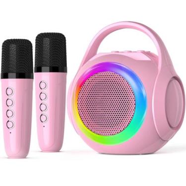 Imagem de Máquina de karaokê Hockvill Mini para crianças com 2 microfones Blueto