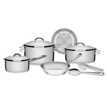 Imagem de Jogo Panelas Solar Inox 5 Peças Fundo Triplo Colher e Pegador Tramonti