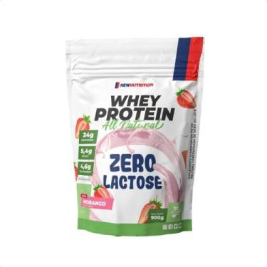 Imagem de Whey Protein All Natural Zero Lactose 900g New Nutrition, Morango