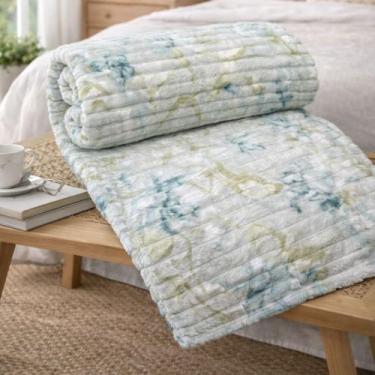 Imagem de Cobertor Manta Canelado Soft Antialérgico 2,00x1,80m Floral - corttex,