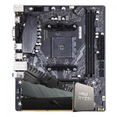 Imagem de Kit Upgrade, AMD Ryzen 5 5500, Placa Mãe Chipset A520, Memória DDR4 16