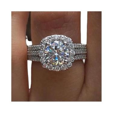 Imagem de Anel De Noivado E Casamento Em Prata Para Mulheres, Design Elegante Em