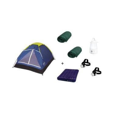 Imagem de MOR - KIT 1 Barraca Iglu Az 2 p +2 Sacos Dormir+ 2 Lant de Cabç+1 Lumi
