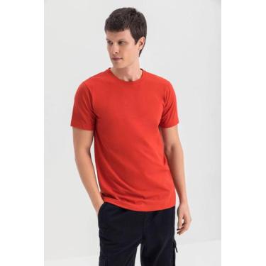 Imagem de Camiseta masculina em meia malha Essendi - P, Laranja médio, M