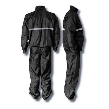 Imagem de Capa Motoboy Motoqueiro Capuz Gola Chuva Faixa Refletiva - YINS, Preto
