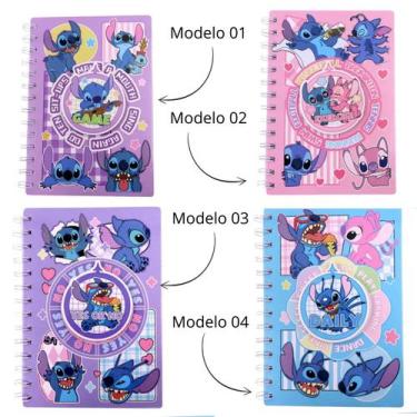 Imagem de Caderno Stitch e Angel A5 Com Roleta Capa Dura - Ladeira, Modelo 04