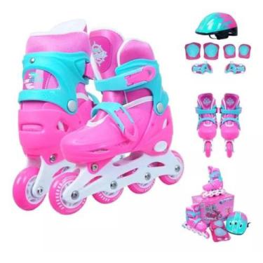 Imagem de Patins Inline Infantil Com Kit Proteção Completo - Marphi Comercial, R