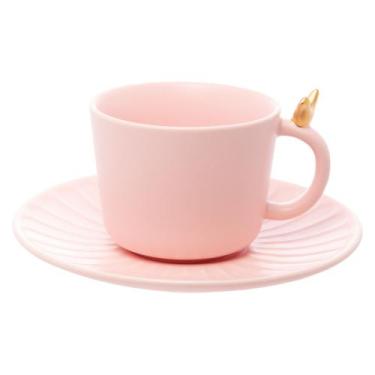 Imagem de Conjunto 2 Xícaras de Chá Cerâmica com Pires Colibri 190ml - wolff