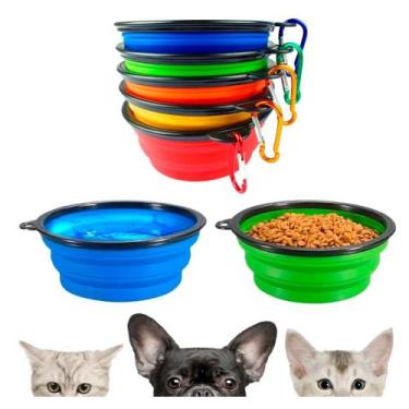 Imagem de Comedouro Bebedouro Retrátil Silicone 13cm 350ml Pote Dobravel Portáti
