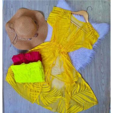 Imagem de Saída (estampa folhas) - TM Looks, Amarelo