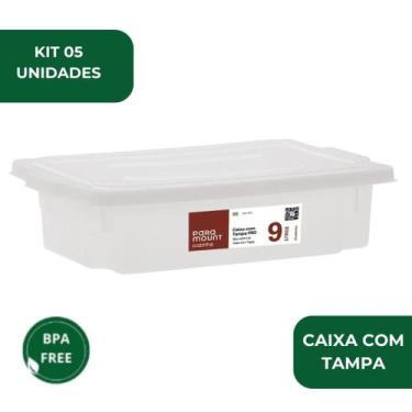 Imagem de Kit 5 Caixas Alimentícia com Tampa 9 litros Frigorífica Multiuso Para 