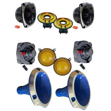 Imagem de Kit 2x2 driver tweeter unlike 500 + corneta alumínio reparos, AZUL
