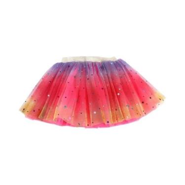 Imagem de Saia Tutu De Camadas Múltiplas Para Meninas Princesas Com Cintura Elás