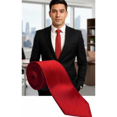 Imagem de 2x Gravata Social Slim Detalhada Premium Vermelha - Congratulations St