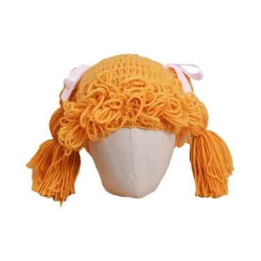 Imagem de Gorro De Lã Com Peruca Encaracolada Para Meninas De 0 a 3 Anos, Gorro 