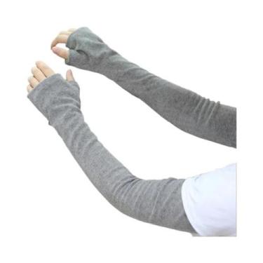 Imagem de Luvas Longas Femininas Sem Dedos Para Inverno, Protetor De Cotovelo Ac