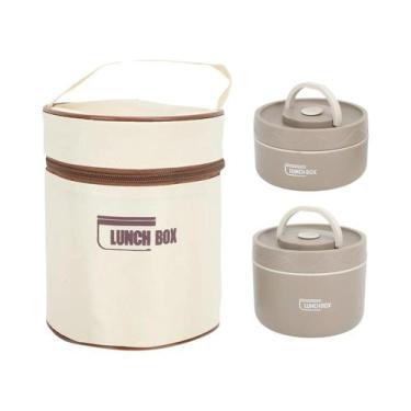 Imagem de Marmita Térmica De Aço Inoxidável Isolada Com Bolsa Para Estudantes, R